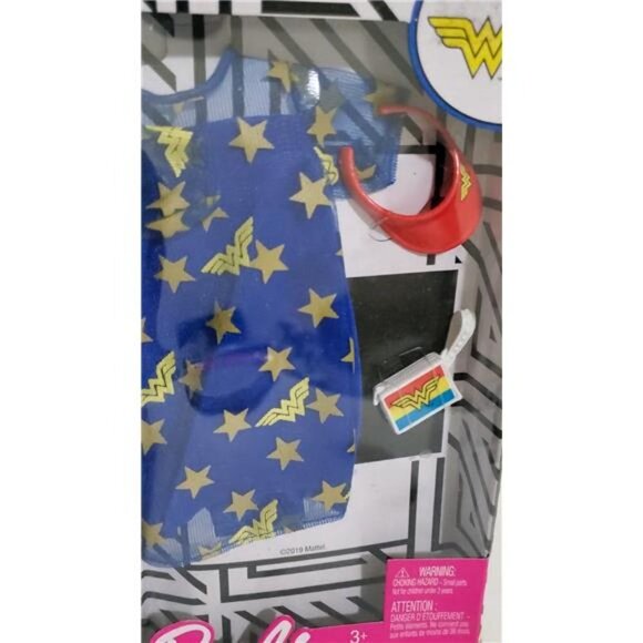 Mattel Barbie DC Comics Wonder Woman Fashion Pack Blue Dress Gold Stars - Picture 3 of 5